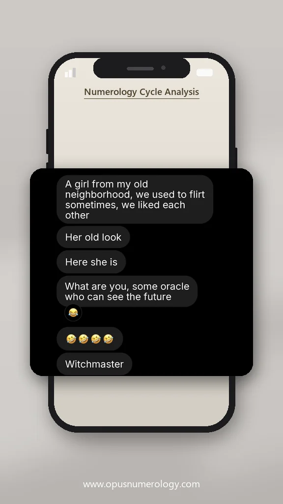 Client review of an Opus numerology reading (message screenshot) – 6 / 38